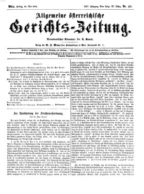 Allgemeine österreichische Gerichts-Zeitung Freitag 22. Mai 1874