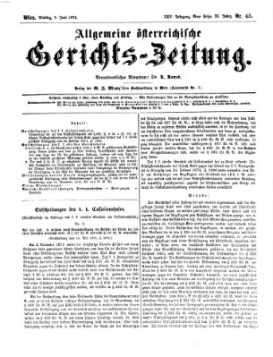 Allgemeine österreichische Gerichts-Zeitung Dienstag 9. Juni 1874