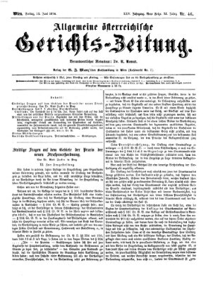 Allgemeine österreichische Gerichts-Zeitung Freitag 12. Juni 1874