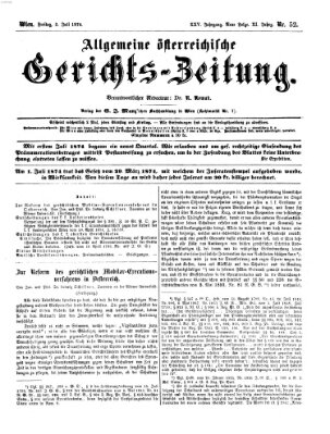 Allgemeine österreichische Gerichts-Zeitung Freitag 3. Juli 1874