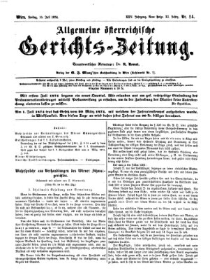 Allgemeine österreichische Gerichts-Zeitung Freitag 10. Juli 1874