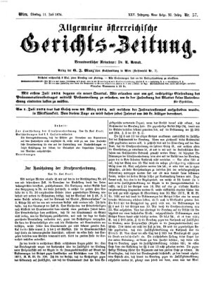 Allgemeine österreichische Gerichts-Zeitung Dienstag 21. Juli 1874