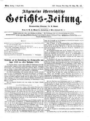 Allgemeine österreichische Gerichts-Zeitung Freitag 7. August 1874