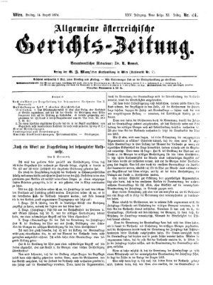 Allgemeine österreichische Gerichts-Zeitung Freitag 14. August 1874