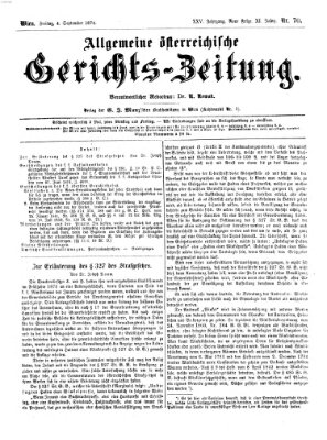 Allgemeine österreichische Gerichts-Zeitung Freitag 4. September 1874