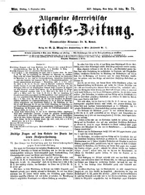 Allgemeine österreichische Gerichts-Zeitung Dienstag 8. September 1874