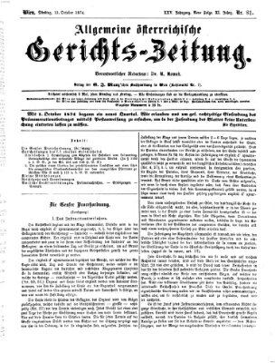 Allgemeine österreichische Gerichts-Zeitung Dienstag 13. Oktober 1874