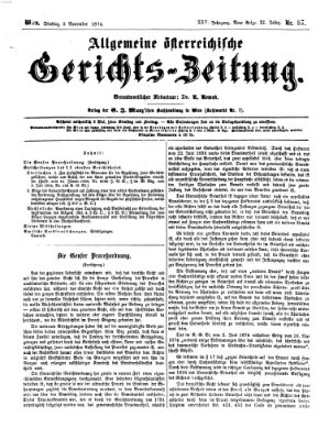 Allgemeine österreichische Gerichts-Zeitung Dienstag 3. November 1874