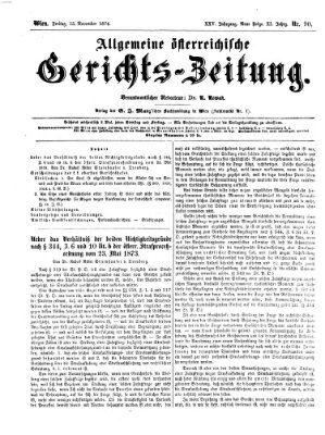 Allgemeine österreichische Gerichts-Zeitung Freitag 13. November 1874