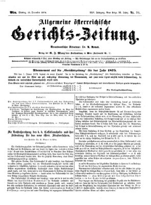 Allgemeine österreichische Gerichts-Zeitung Dienstag 15. Dezember 1874