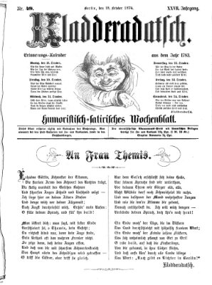 Kladderadatsch Sonntag 18. Oktober 1874