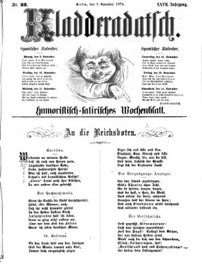 Kladderadatsch Sonntag 8. November 1874