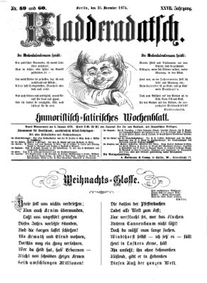 Kladderadatsch Freitag 25. Dezember 1874