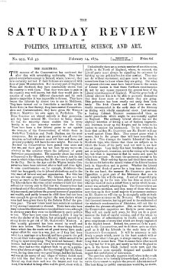 Saturday review Samstag 14. Februar 1874
