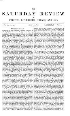 Saturday review Samstag 11. April 1874