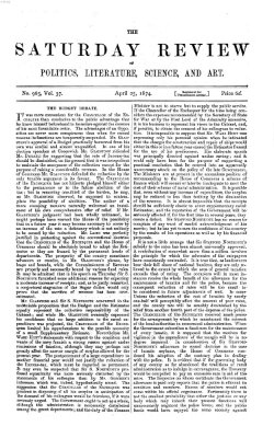 Saturday review Samstag 25. April 1874