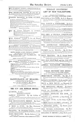 Saturday review Samstag 3. Oktober 1874