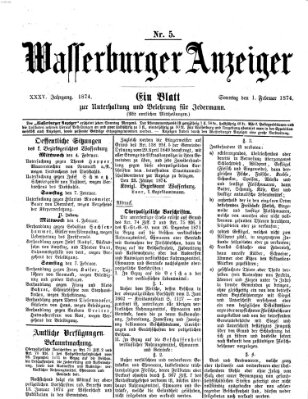 Wasserburger Anzeiger (Wasserburger Wochenblatt) Sonntag 1. Februar 1874