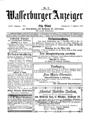Wasserburger Anzeiger (Wasserburger Wochenblatt) Sonntag 15. Februar 1874