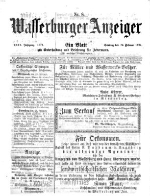 Wasserburger Anzeiger (Wasserburger Wochenblatt) Sonntag 22. Februar 1874