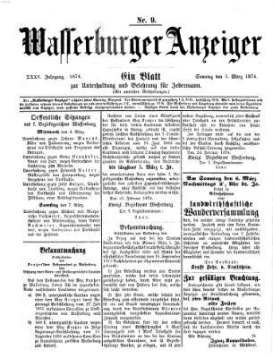 Wasserburger Anzeiger (Wasserburger Wochenblatt) Sonntag 1. März 1874