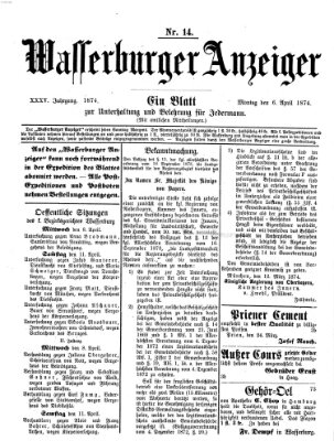 Wasserburger Anzeiger (Wasserburger Wochenblatt) Montag 6. April 1874