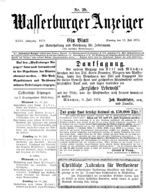 Wasserburger Anzeiger (Wasserburger Wochenblatt) Sonntag 12. Juli 1874