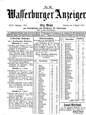 Wasserburger Anzeiger (Wasserburger Wochenblatt) Sonntag 2. August 1874