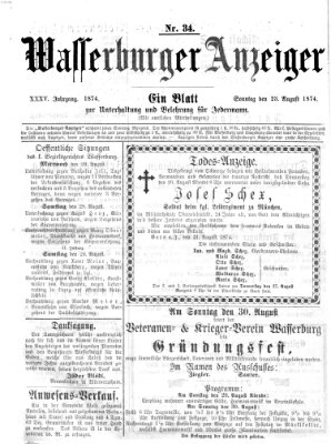 Wasserburger Anzeiger (Wasserburger Wochenblatt) Sonntag 23. August 1874