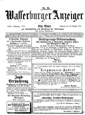 Wasserburger Anzeiger (Wasserburger Wochenblatt) Sonntag 30. August 1874