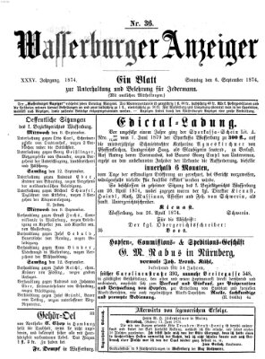 Wasserburger Anzeiger (Wasserburger Wochenblatt) Sonntag 6. September 1874