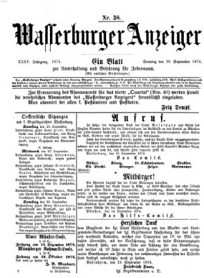 Wasserburger Anzeiger (Wasserburger Wochenblatt) Sonntag 20. September 1874