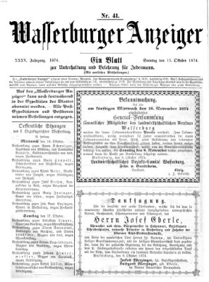 Wasserburger Anzeiger (Wasserburger Wochenblatt) Sonntag 11. Oktober 1874