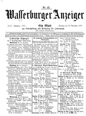 Wasserburger Anzeiger (Wasserburger Wochenblatt) Sonntag 22. November 1874