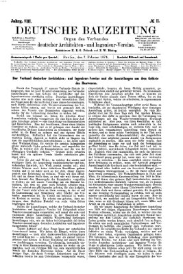 Deutsche Bauzeitung 〈Berlin〉 Samstag 7. Februar 1874