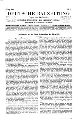 Deutsche Bauzeitung 〈Berlin〉 Samstag 14. Februar 1874