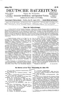 Deutsche Bauzeitung 〈Berlin〉 Samstag 22. August 1874