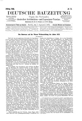 Deutsche Bauzeitung 〈Berlin〉 Samstag 5. September 1874