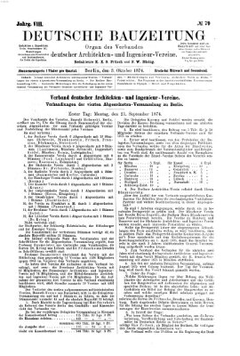 Deutsche Bauzeitung 〈Berlin〉 Samstag 3. Oktober 1874