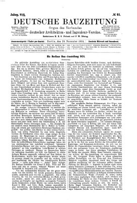 Deutsche Bauzeitung 〈Berlin〉 Samstag 28. November 1874