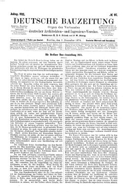 Deutsche Bauzeitung 〈Berlin〉 Samstag 5. Dezember 1874