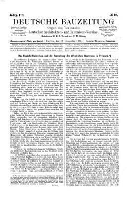 Deutsche Bauzeitung 〈Berlin〉 Samstag 12. Dezember 1874