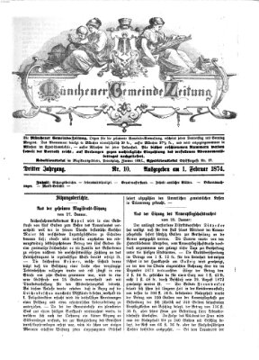 Münchener Gemeinde-Zeitung Sonntag 1. Februar 1874