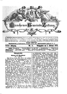 Münchener Gemeinde-Zeitung Donnerstag 5. Februar 1874