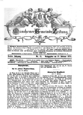 Münchener Gemeinde-Zeitung Donnerstag 19. Februar 1874