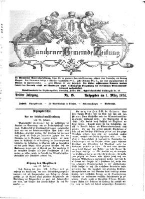 Münchener Gemeinde-Zeitung Sonntag 1. März 1874