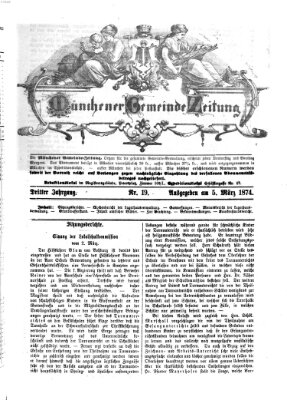 Münchener Gemeinde-Zeitung Donnerstag 5. März 1874