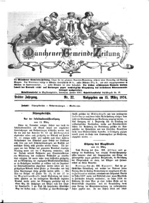 Münchener Gemeinde-Zeitung Sonntag 15. März 1874