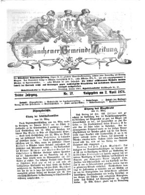 Münchener Gemeinde-Zeitung Donnerstag 2. April 1874