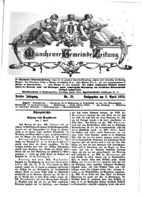 Münchener Gemeinde-Zeitung Donnerstag 9. April 1874